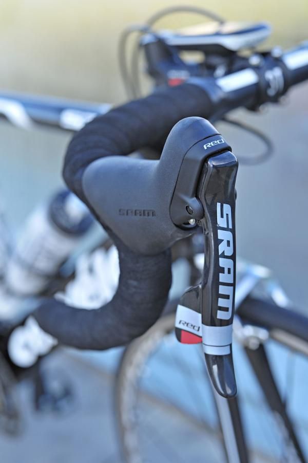 The team version of SRAM's Red DoubleTap levers sport a bigger logo than usual - presumably for finish line photos.