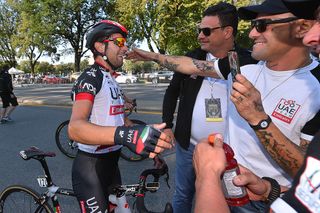 Diego Ulissi gets congratulations after winning GP de Montreal