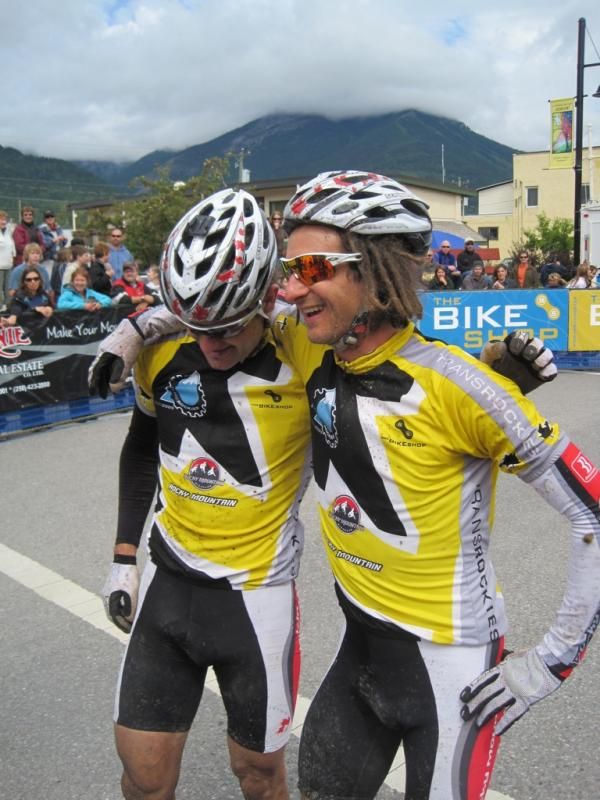 Rocky Mountain Factory Team duo Stefan Widmer and Marty Lazarski after their stage and overall win