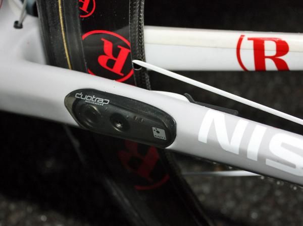 The Bontrager Node 1 wireless speed and cadence sensor is tucked inside the non-driveside chain stay.