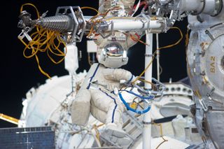 Cosmonauts Spacewalk on the ISS