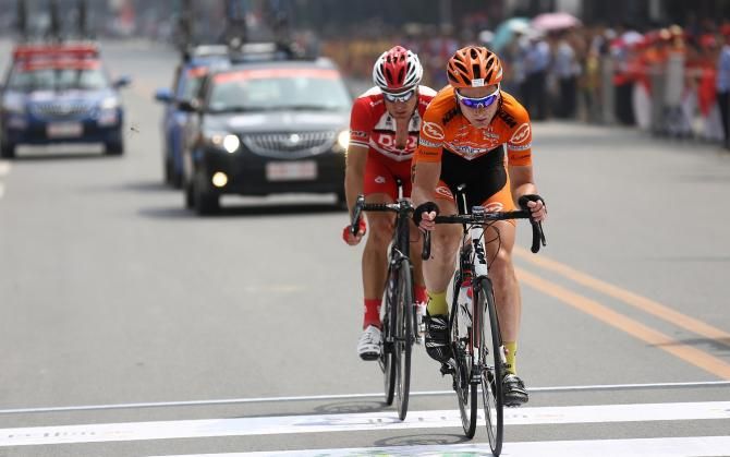 Floris Goesinnen (Drapac) and Lukas Ranacher of KTM were the day's breakaway