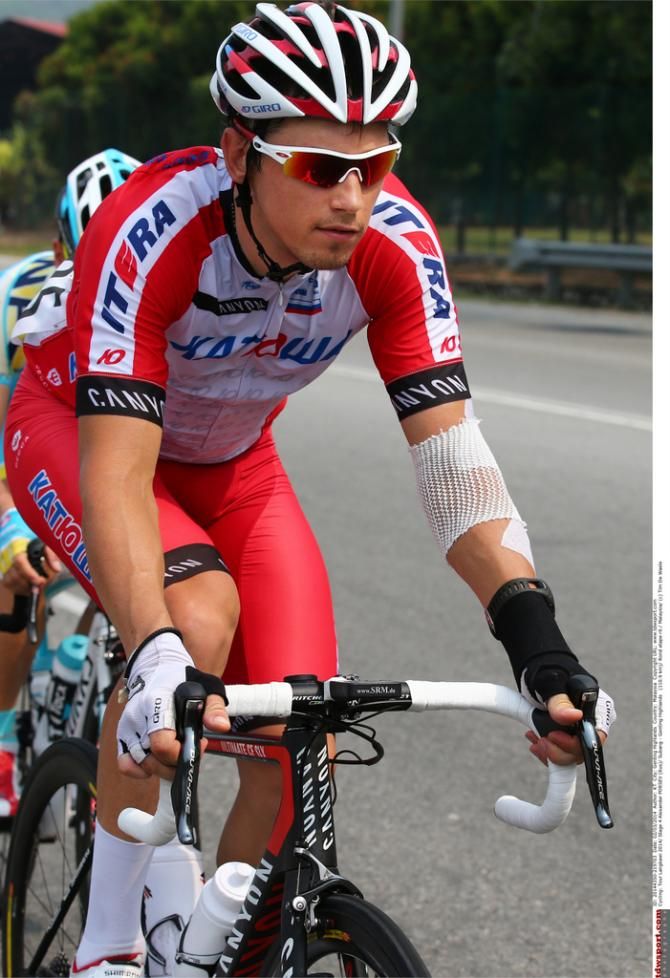 A bandaged Alexander Porsev (Katusha)