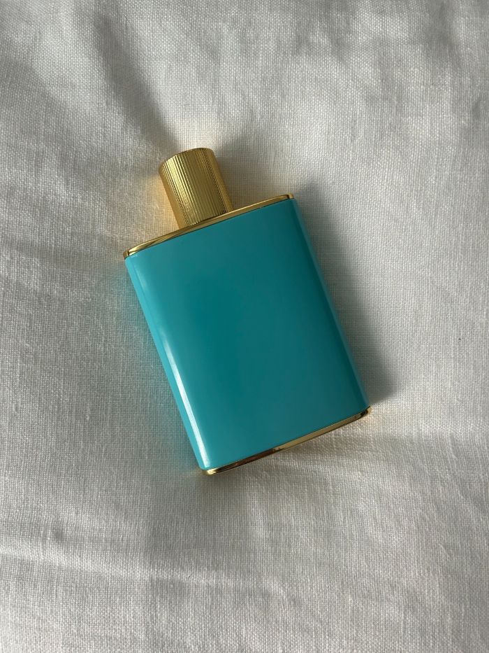 Marine perfumes on a white linen background