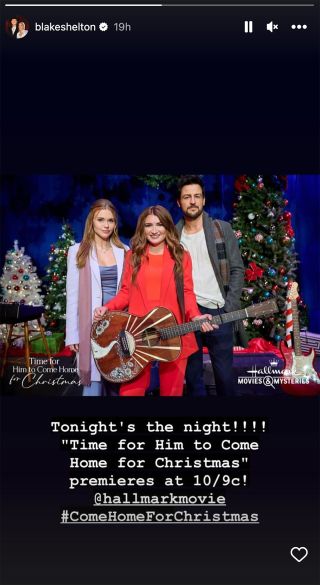blake shelton's instagram post of the cast for time for him to come home for christmas