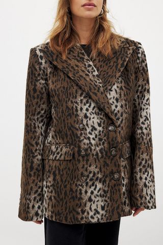 Mimi A.R x NA-KD, Oversized Double Breasted Leopard Blazer