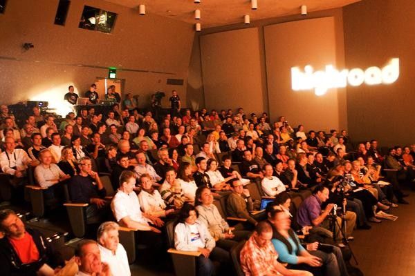 The theatre was packed full for the presentation.