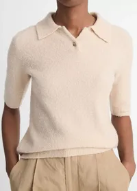 Vince Soft Bouclé Silk-Blend Polo Sweater