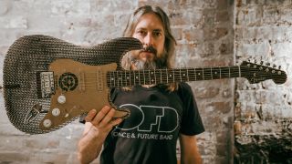 Cardboard Fender Strat and Dave Lee