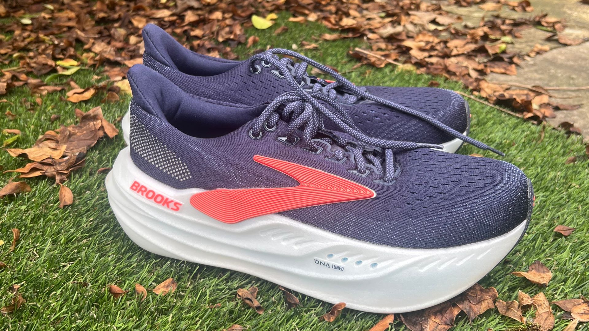 Grace Walsh's Brooks Glycerin Max running shoes on grass