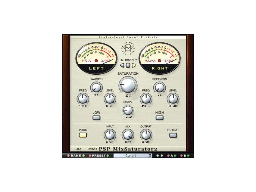 MixSaturator2 emulates the sound of valve circuits and analogue tape.