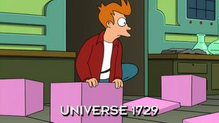 Fry arriving in Universe 1729 in Futurama episode 