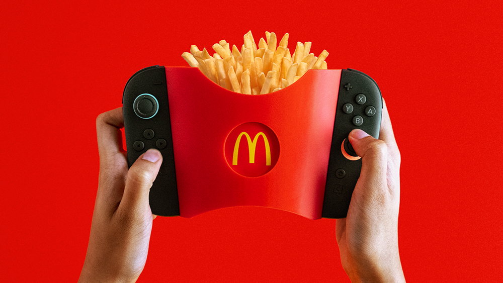 A 3D-printed Nintendo Switch 2 accessory that holds fries