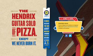 Dewey's Pizza utilises a split-screen with a central menu bar