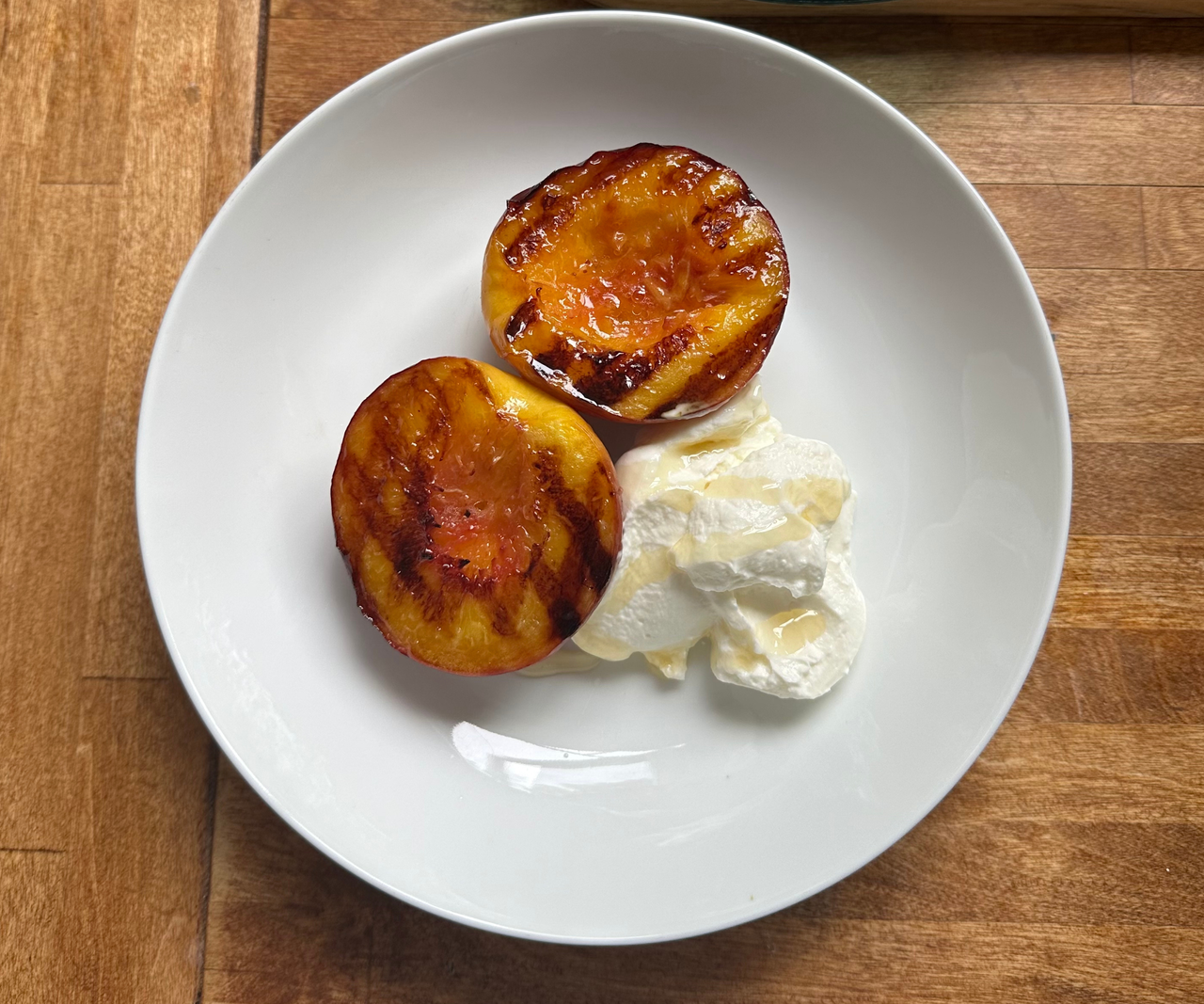 Grilled peaches for dessert on the Ninja Woodfire Grill