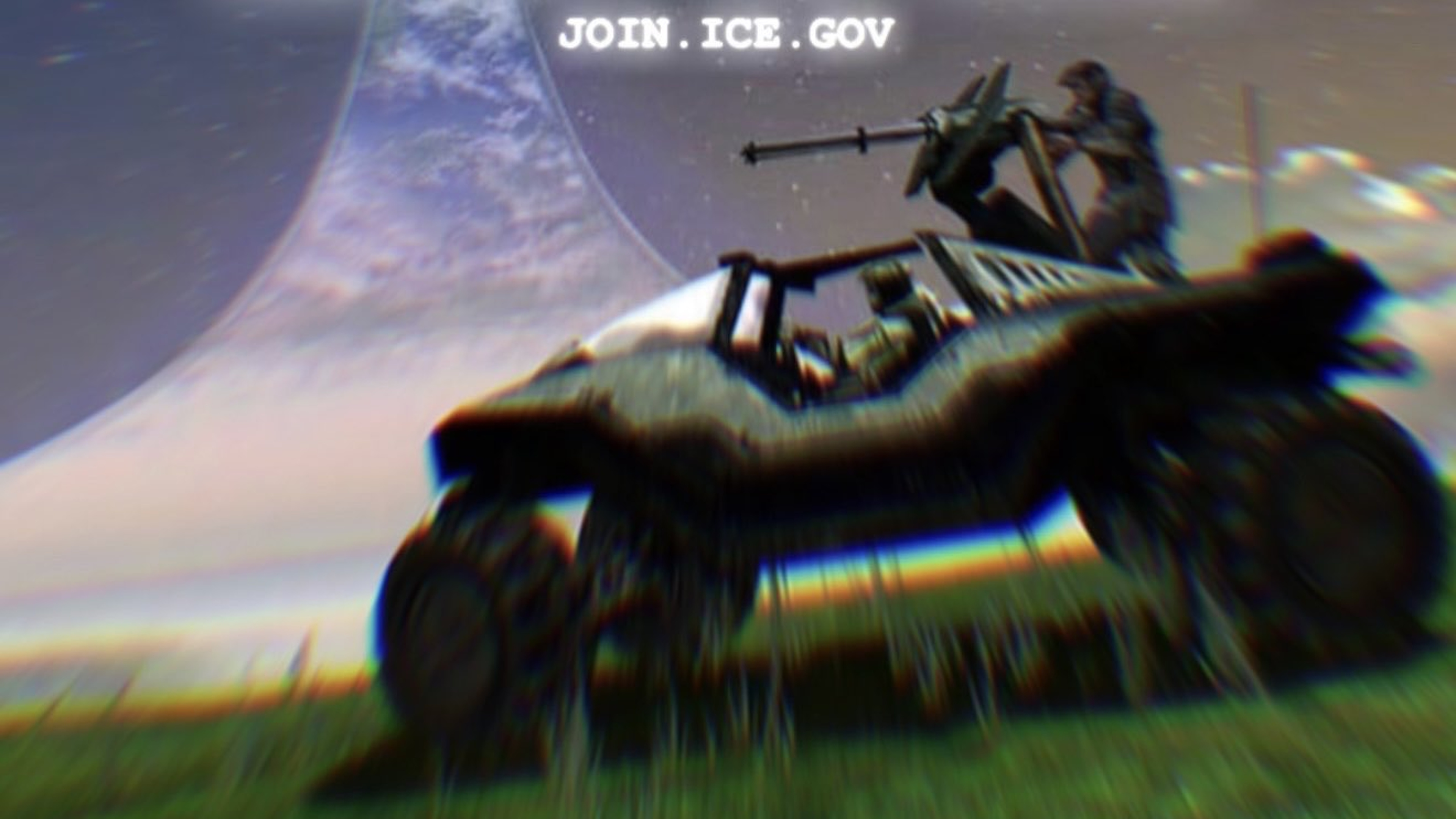 Halo Warthog beneath the words JOIN.ICE.GOV