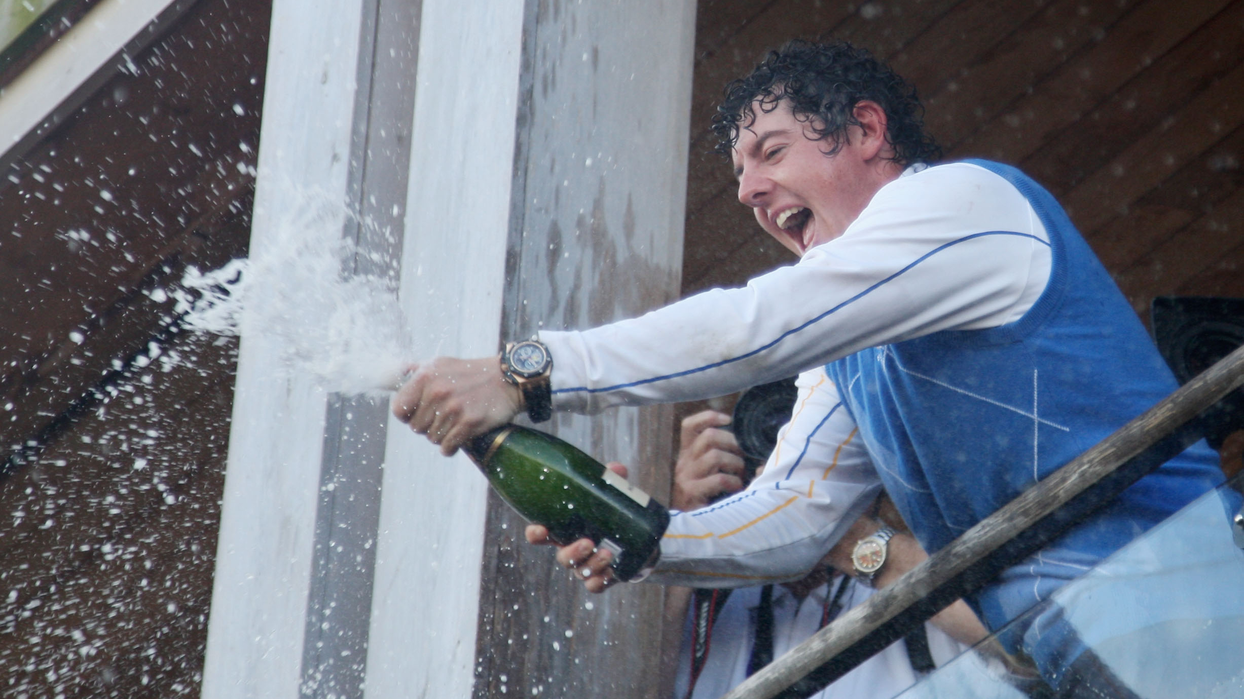 Rory McIlroy celebrates winning the 2010 Ryder Cup