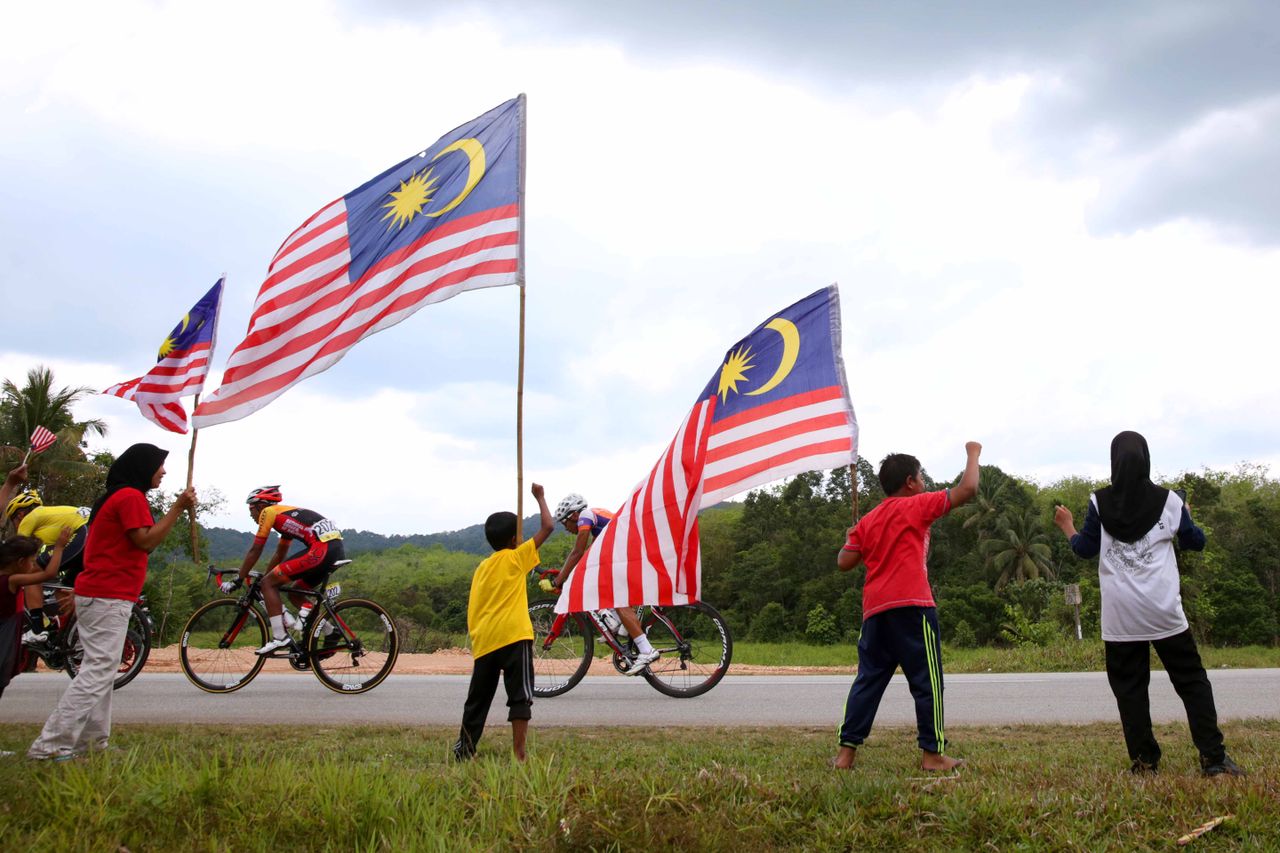 Malaysian flags flying