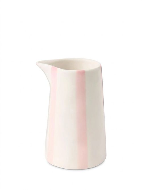 Hand Painted Stripe Stoneware Milk Jug, 250ml, Pink