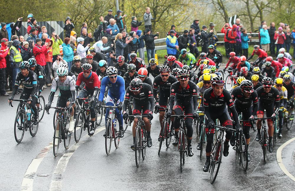 The peloton ride during the third stage of the 2016 Tour de Yorkshire