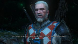 Geralt says, "The curse – it could be reversible. Once ran into a baron transformed into a cormorant, ostensibly for good. Managed to cure him completely."