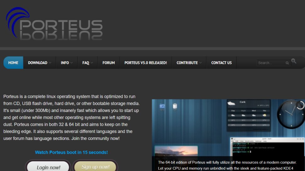Porteus website screenshot (September 2025).