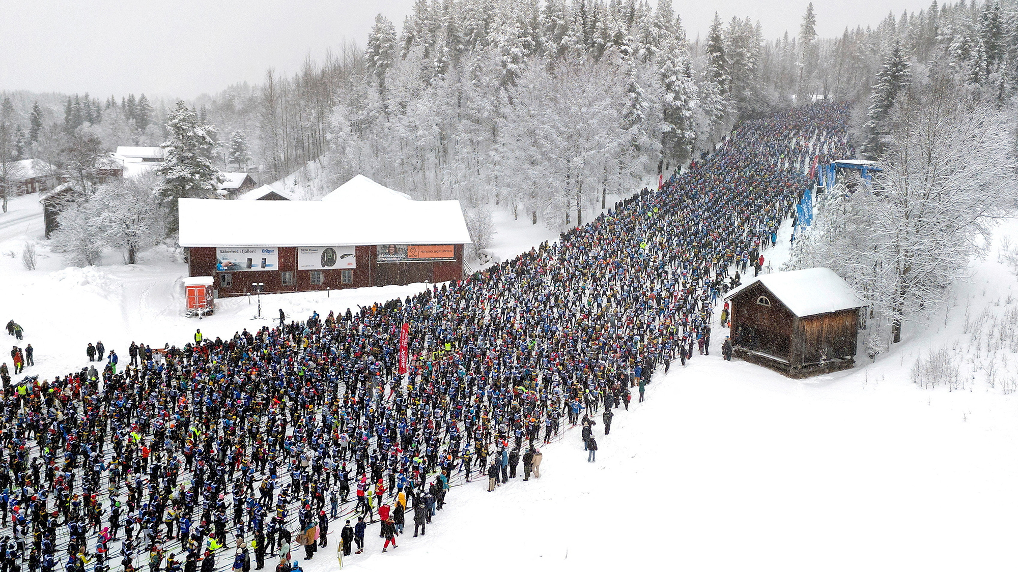 Thousands of people participate in the 90km Vasaloppet cross-country ski race in Sälen, Sweden