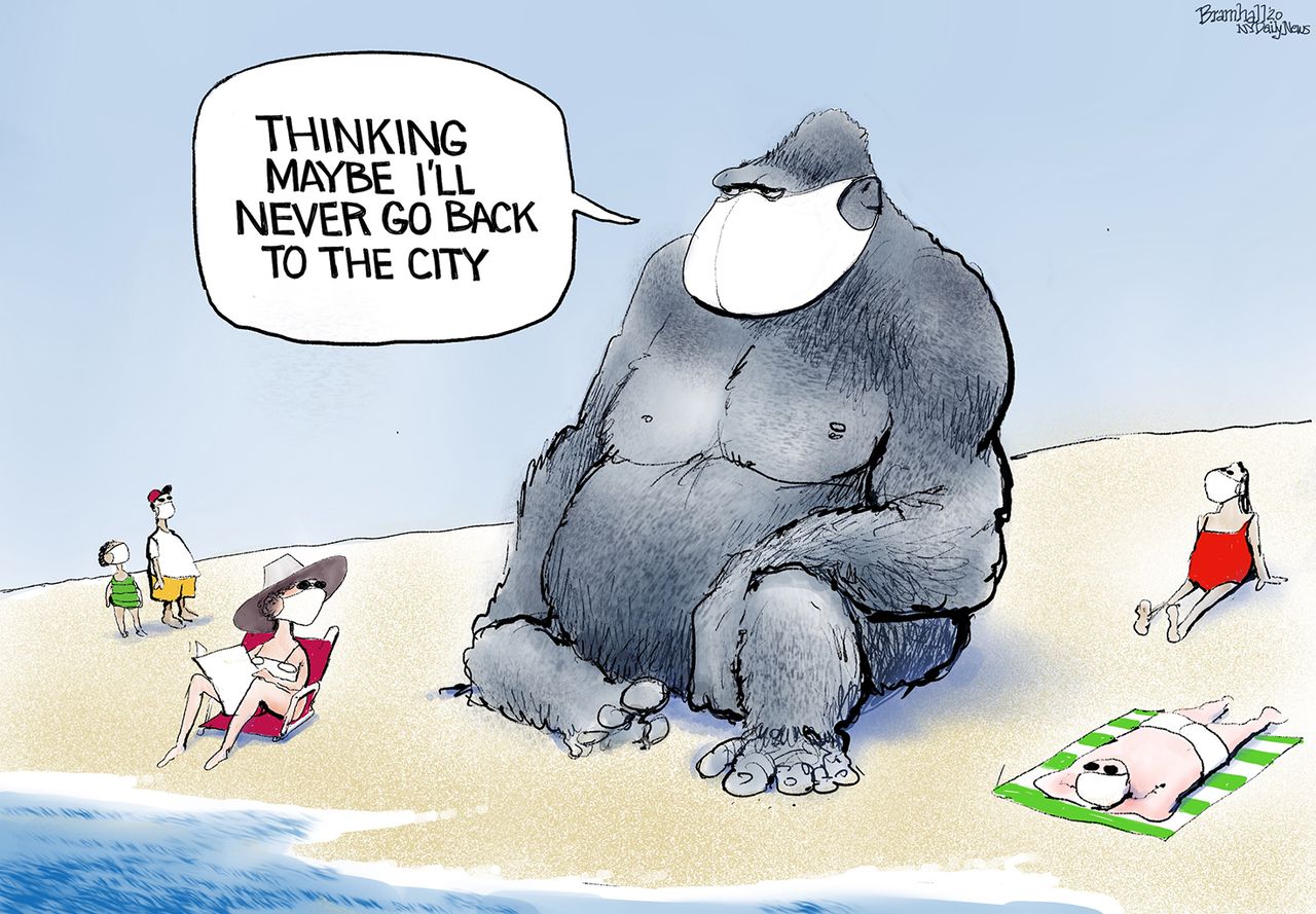 Editorial Cartoon U.S. King Kong New York City coronavirus