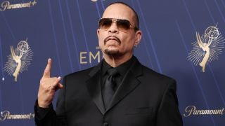 Ice-T wearing an all-black suit at the Primetime Emmy Awards in September 2025