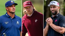 Bryson DeChambeau, Cameron Smith and Jon Rahm stare into the distance