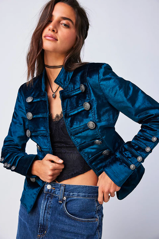 '70s Fashion Trends 2023 | Free People Velvet Military Jacket