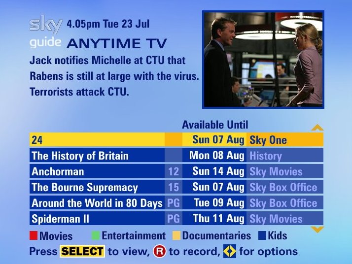 sky cable tv guide