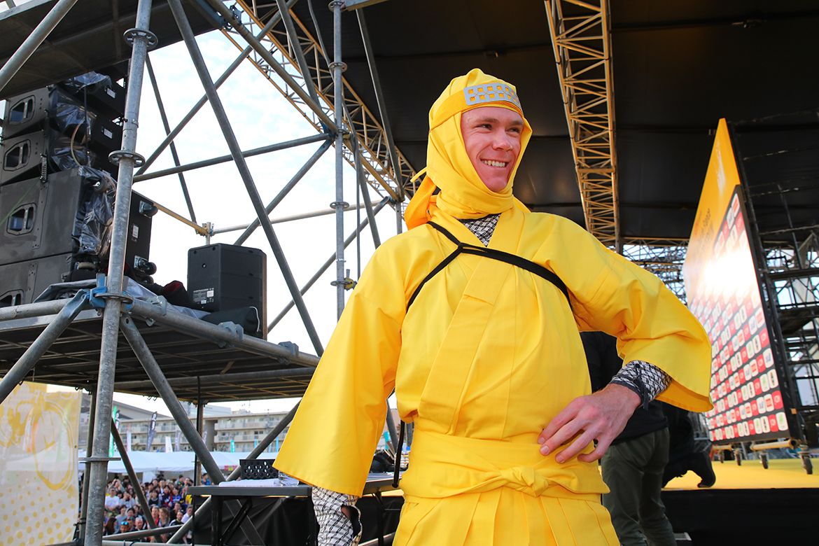 Chris Froome gets into the spirit of things at the Saitama Criterium