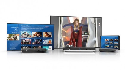 the sky q service on a range of devices, including a tv, larger tv and tablet device