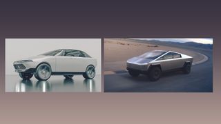 A comparison between the Apple Car render and Tesla's Cybertruck.
