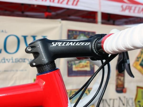 The adjustable S-Works stem is set at its most aggressive angle.