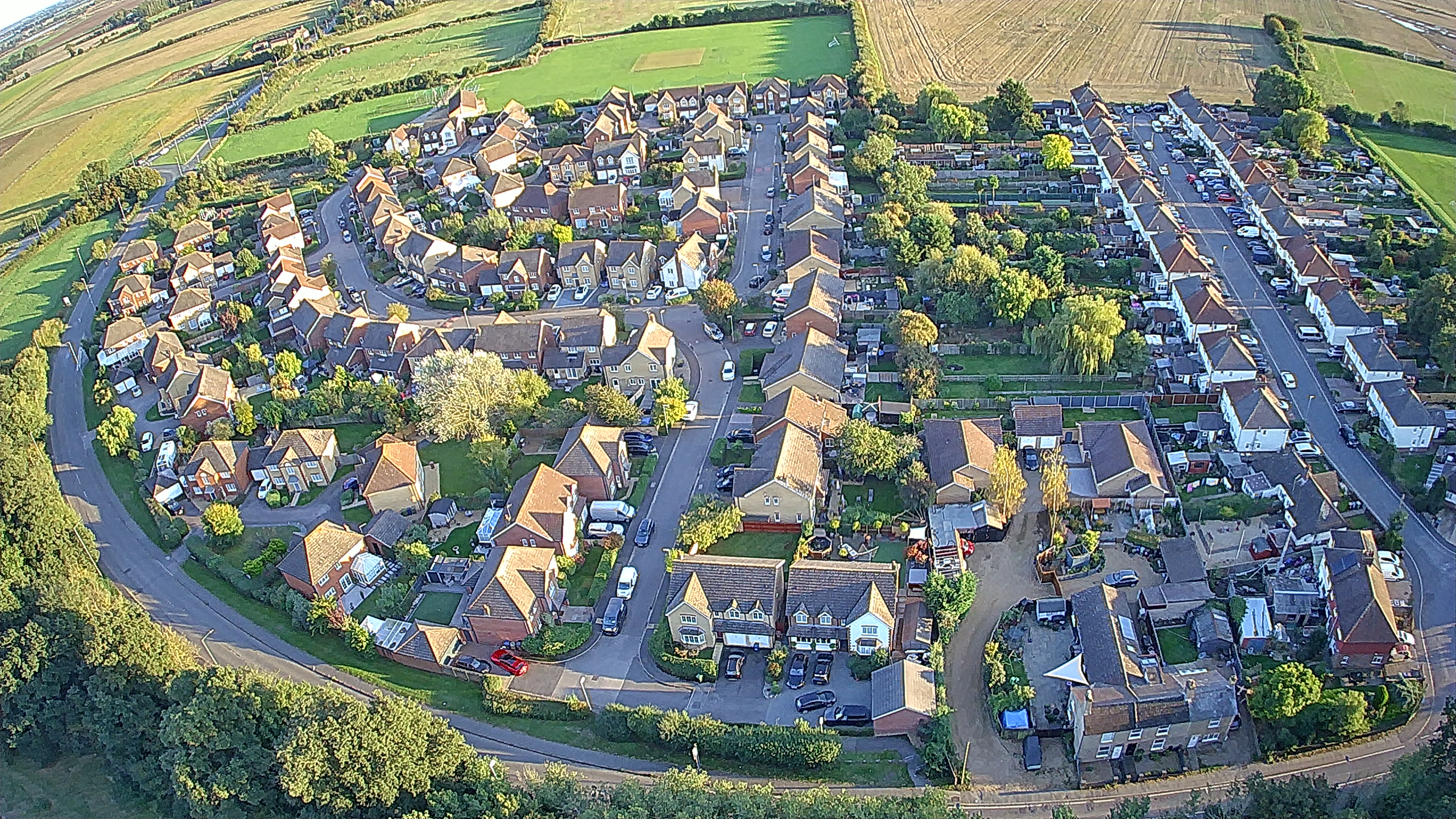 Aerial view of a housing development taken with the Ruko U11MINI drone.