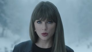 Taylor Swift looking serious in the Patient Zero music video.