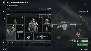 Helldivers 2 Helldivers Mobilize page 2 rewards Diligence rifle