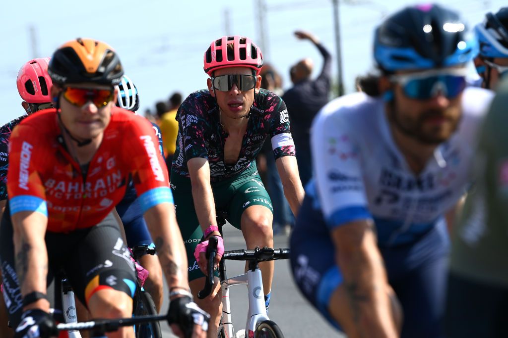 SCALEA ITALY MAY 12 Hugh Carthy of United Kingdom and Team EF Education Easypost competes during the 105th Giro dItalia 2022 Stage 6 a 192km stage from Palmi to Scalea Giro WorldTour on May 12 2022 in Scalea Italy Photo by Tim de WaeleGetty Images