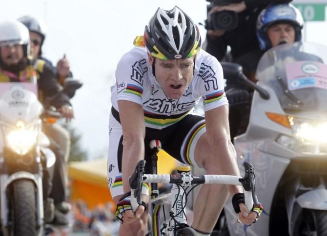 Cadel Evans (BMC) couldn't match Ivan Basso on the climb