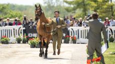 Harry Meade presents Superstition at the Kentucky Three-Day Event first trot-up 2026.