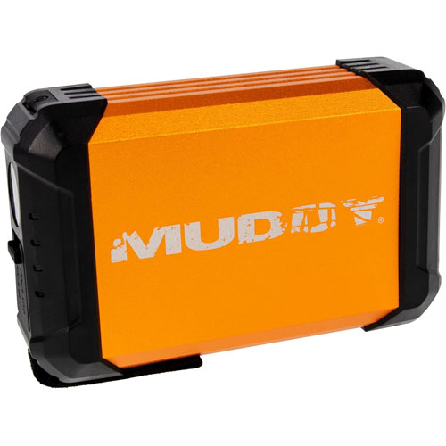 An orange and black Muddy Hand Warmer.