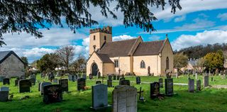 PARISH CHURCH OF ST MARY AT PORTSKEWETT MONMOUTHSHIRE ON CALDICOT LEVELS ON THE SEVERN ESTUARY. Monmouthshire Wales UK