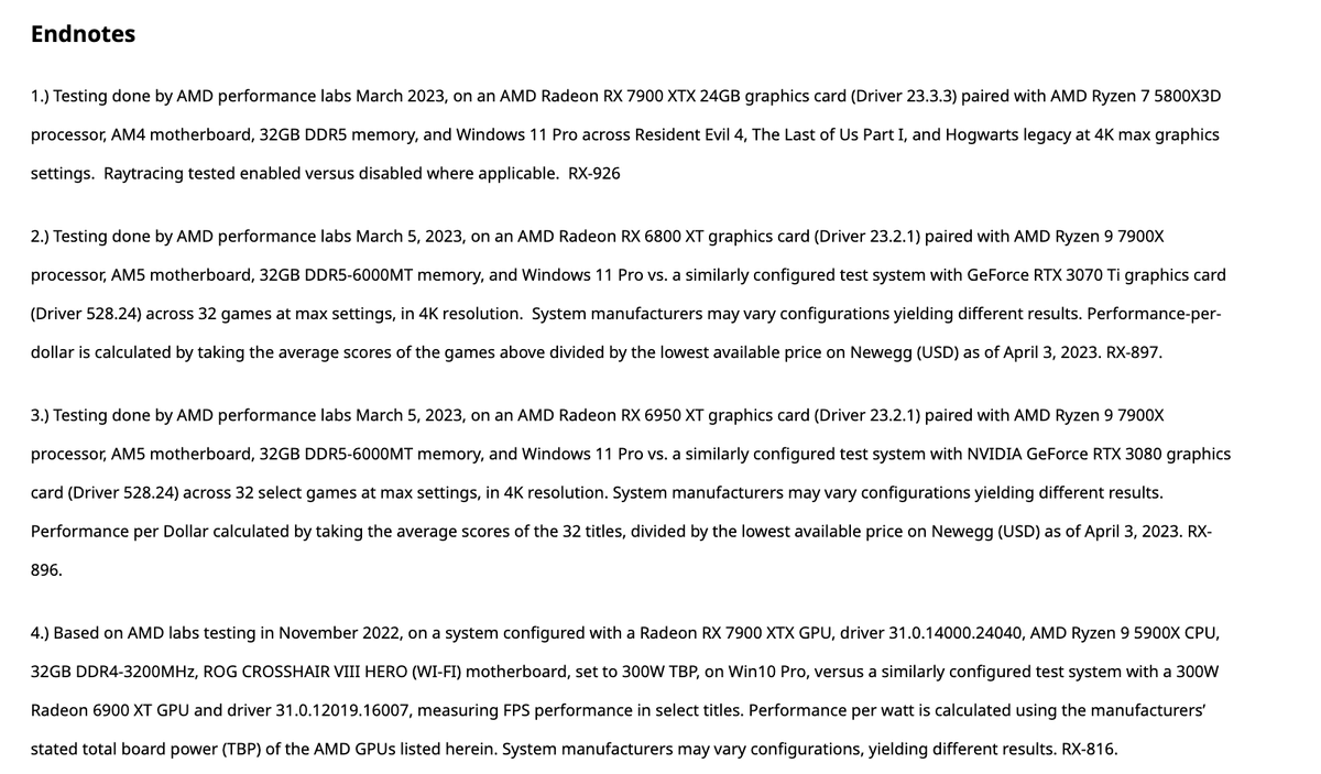 AMD Test Notes