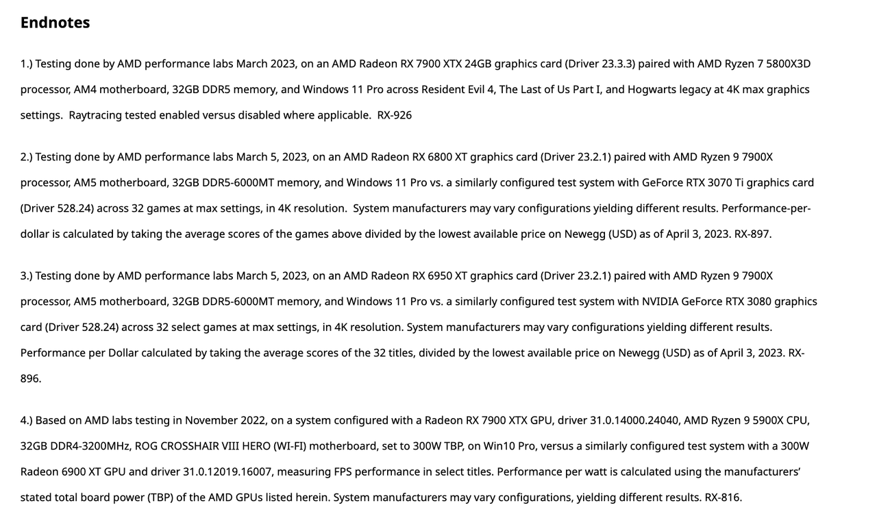 AMD Test Notes