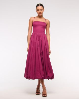 Abercrombie & Fitch, Dipped-Waist Bubble Hem Midi Dress