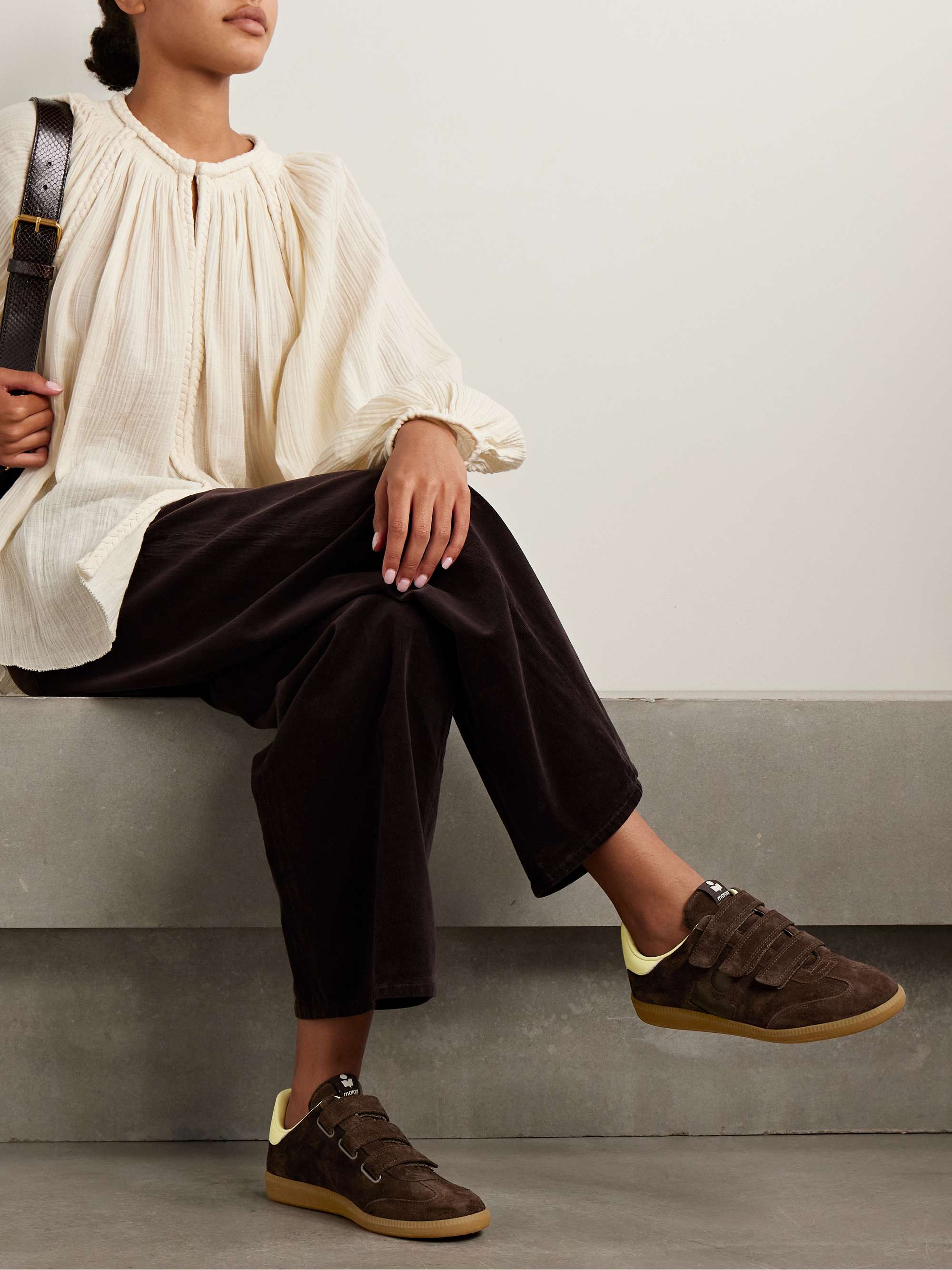 Beth Leather-Trimmed Suede Sneakers