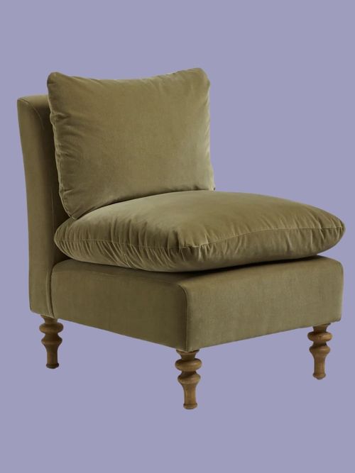 Rosina Velvet Slipper Chair in Lichen