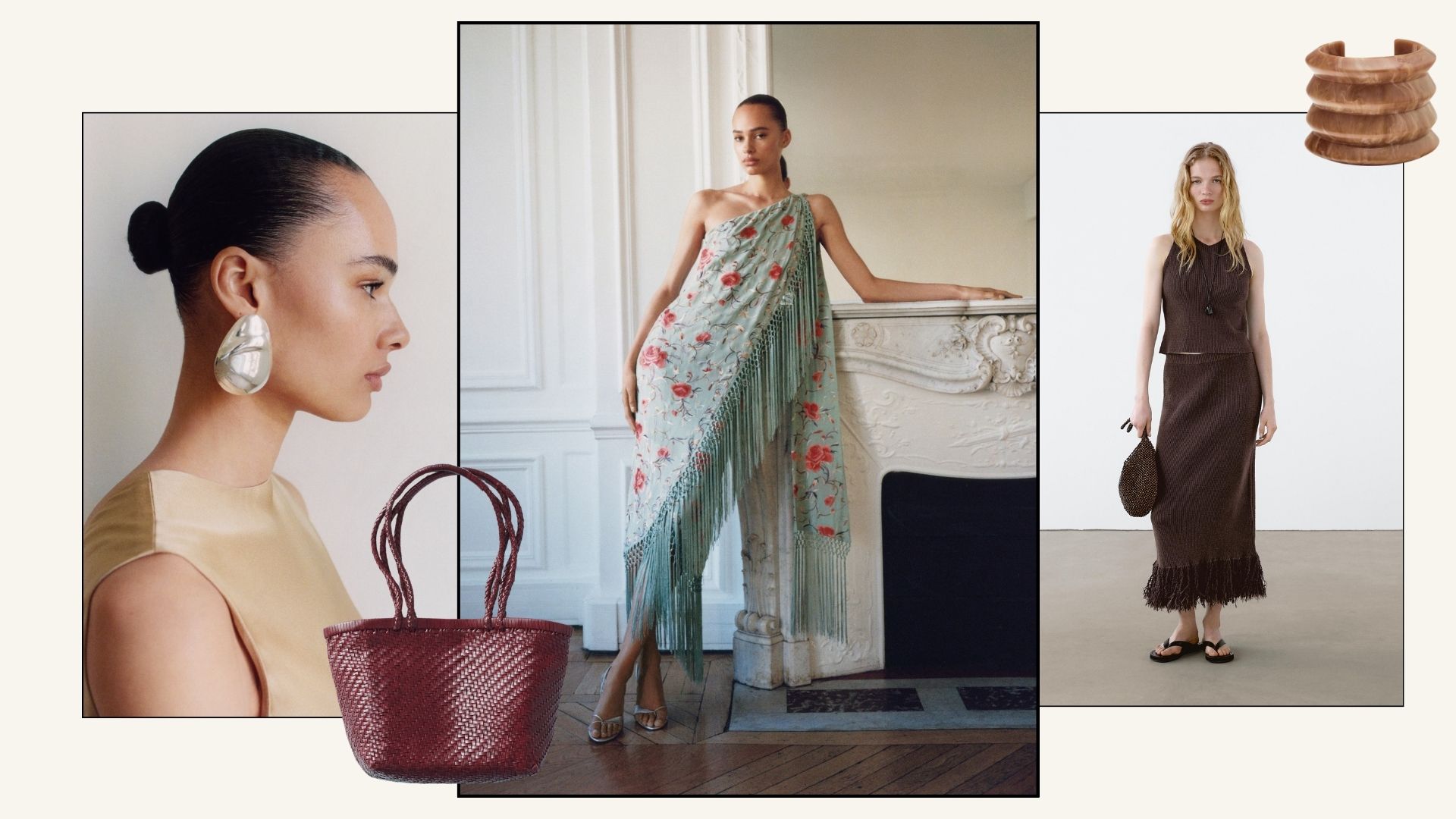 Collage of new-in buys from Massimo Dutti, Zara and Mango